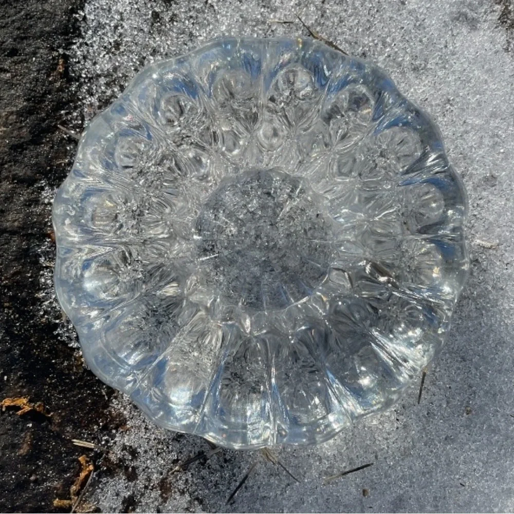Littala Jaakuku crystal tea light holder, ice flower/snow Flower,Dansk, Finnish